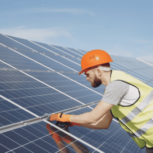 Tradesman and solar panels